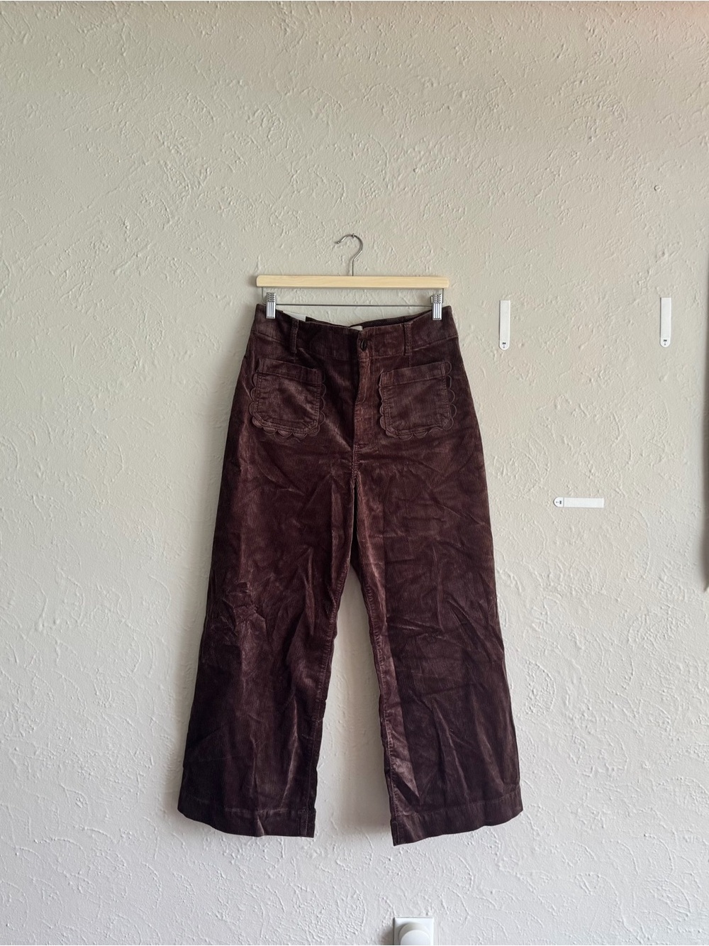 Maeve Colette in Corduroy Wide Leg Pants in Chocolate Brown